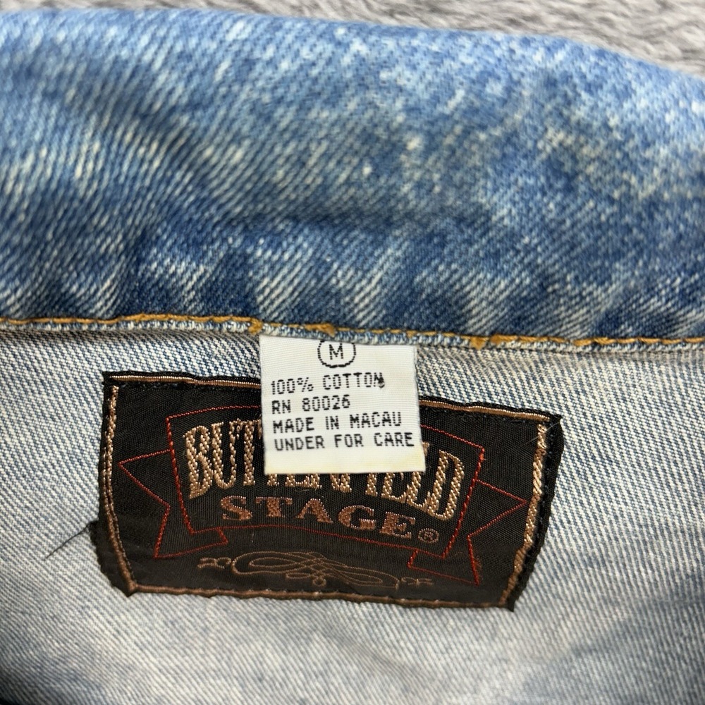 Rare In & Out Burgers Butterfield Stage Denim Jacket‎ Mens Medium Logo On Back - Picture 5 of 6